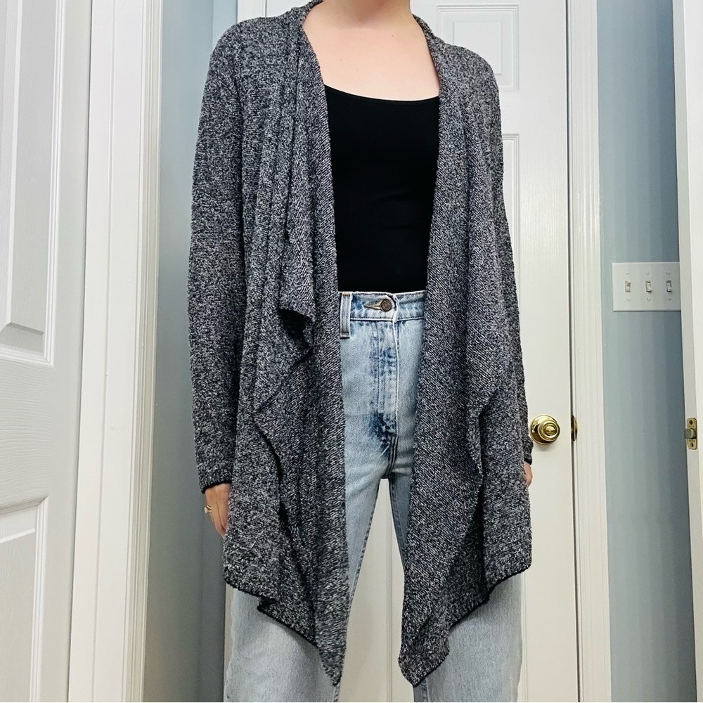 Barefoot Dreams Cardigan Sweater Open Gray Knit Bamboo Chic Coastal Small Medium